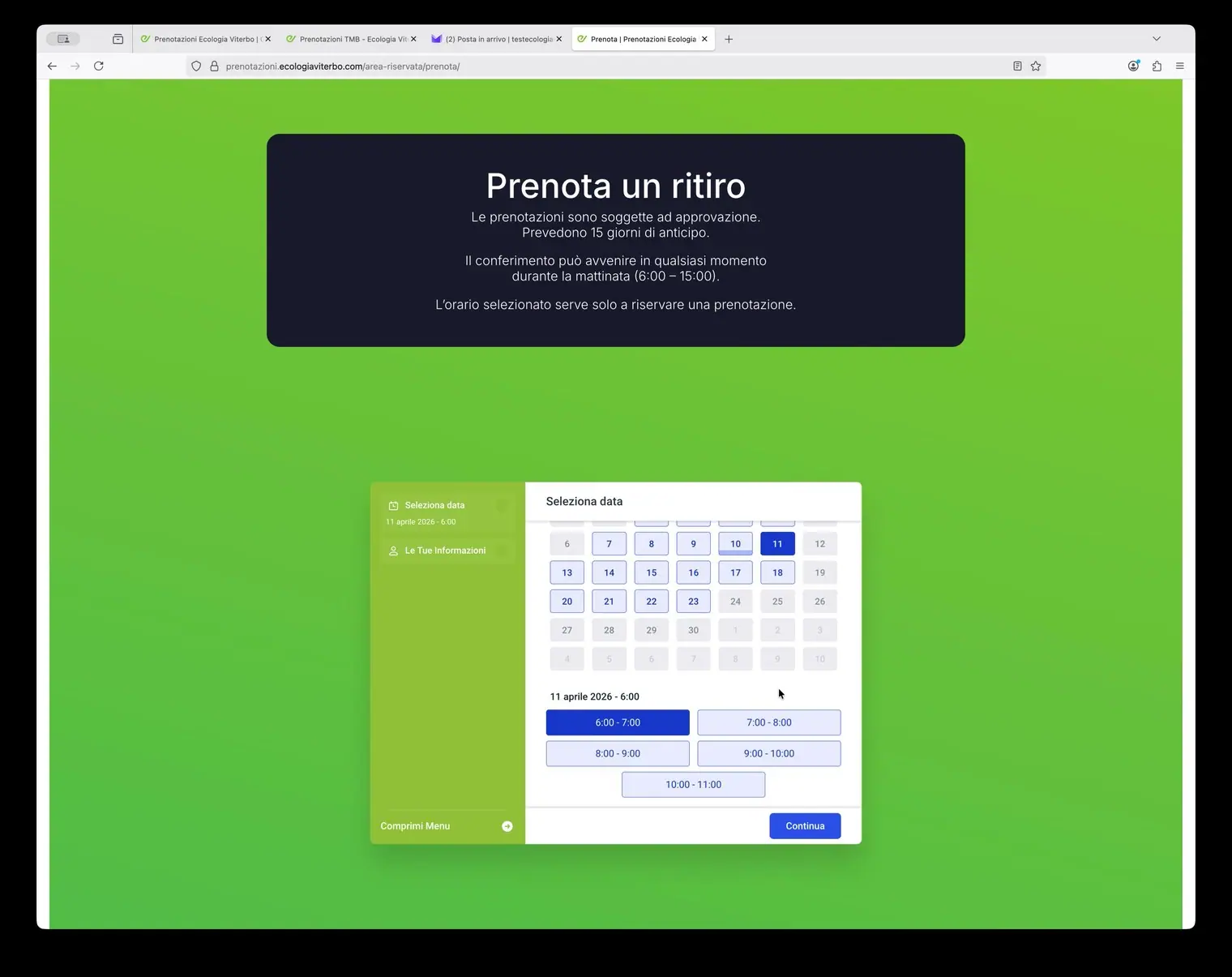 Lista prenotazioni